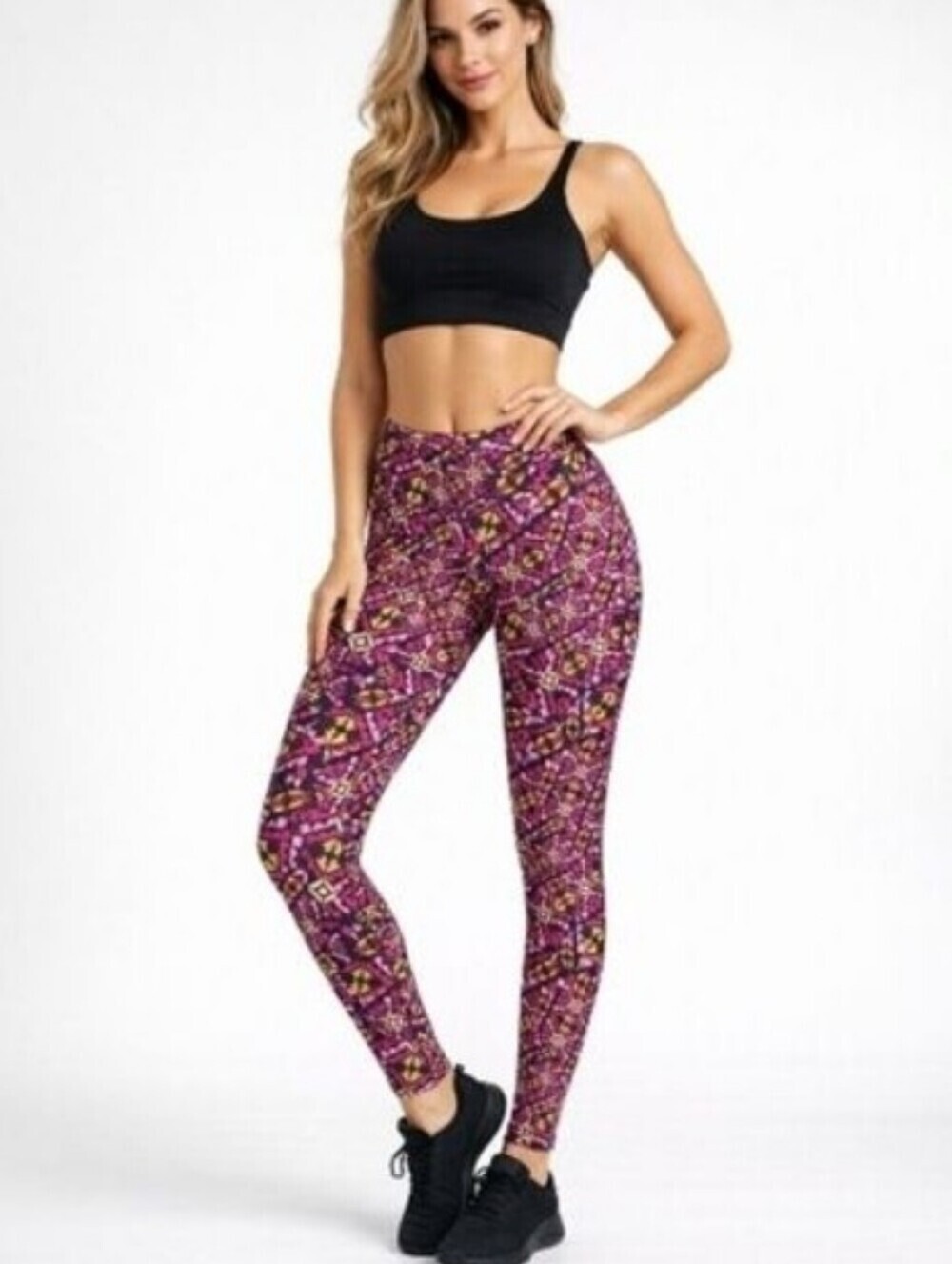 Lularoe TC Leggings Pink Yellow Blue Purple Geometric Print Size Tall Curvy